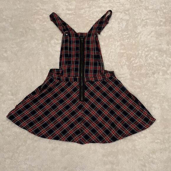 Royal Bones by Daang Goodman red plaid skater jumper overall dress, Large - Picture 2 of 7